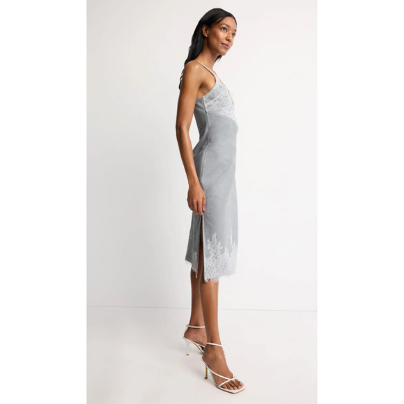 3.1 Phillip Lim Denim Slip Dress With Lace Hem Size 10 - Picture 2 of 7